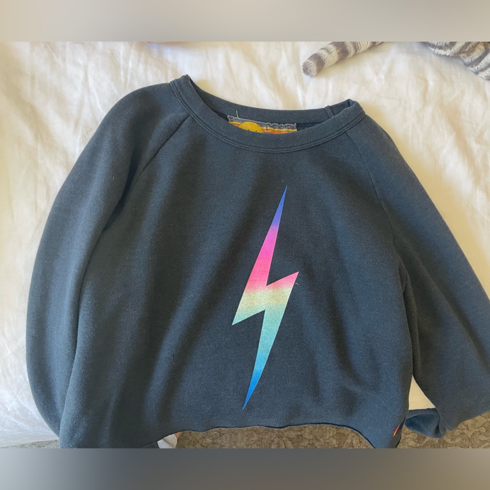 AVIATOR NATION CROPPED LIGHTING BOLT CREWNECK ⚡️⚡️⚡️🌈